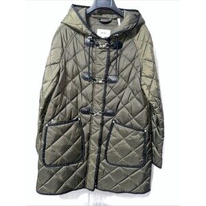DKNY Women's Hooded Toggle-Front Quilted Coat Water Resistant Size S NWT